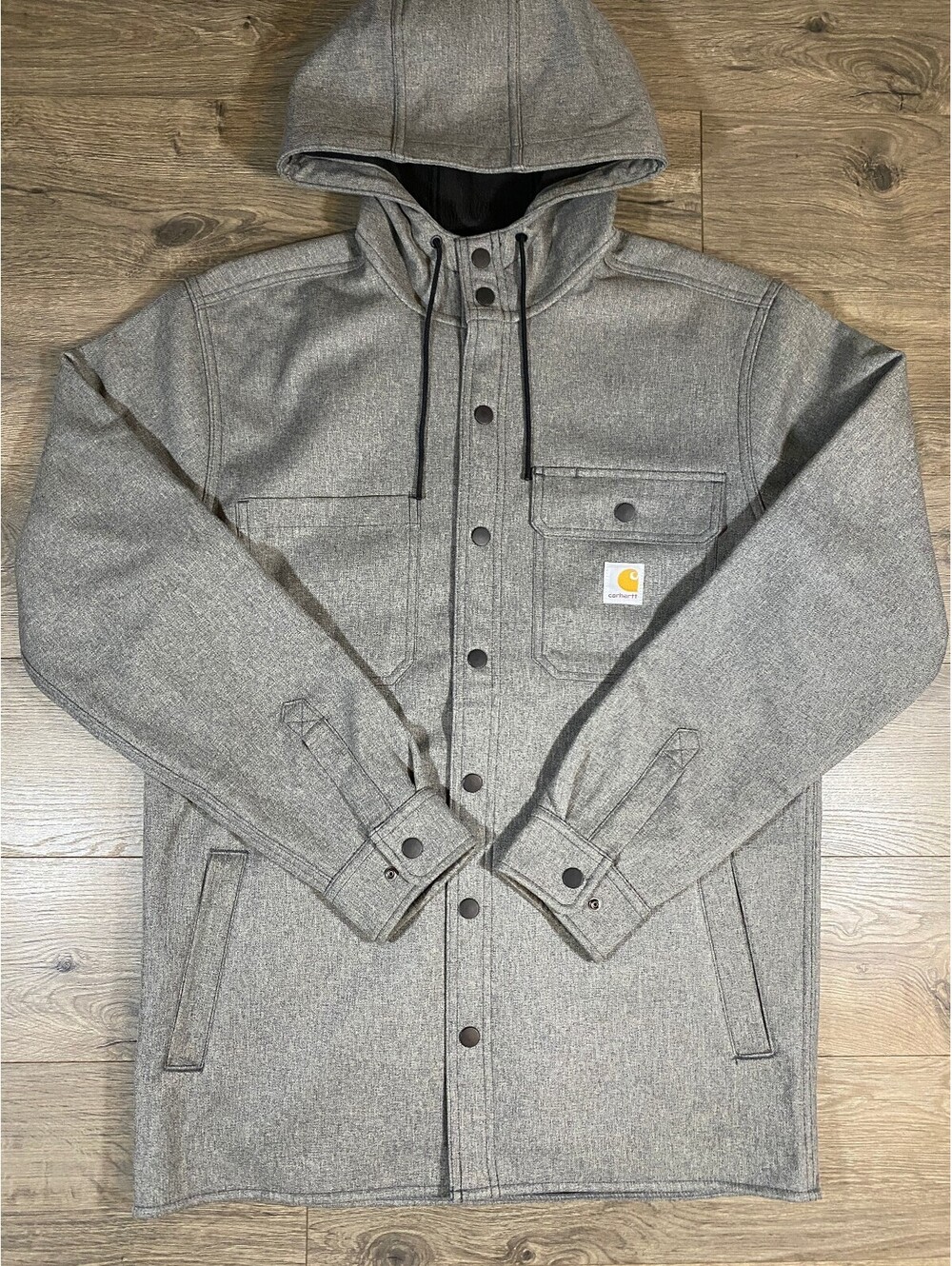 Carhartt 105022 Rain Defender Hooded Shirt Jac Mens S Gray Fleece Lined